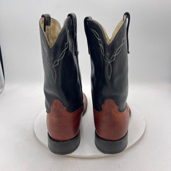 Dennard's Western Wear Men Size 9 Brown Black Color Block Leather Western Boot - Picture 6 of 16